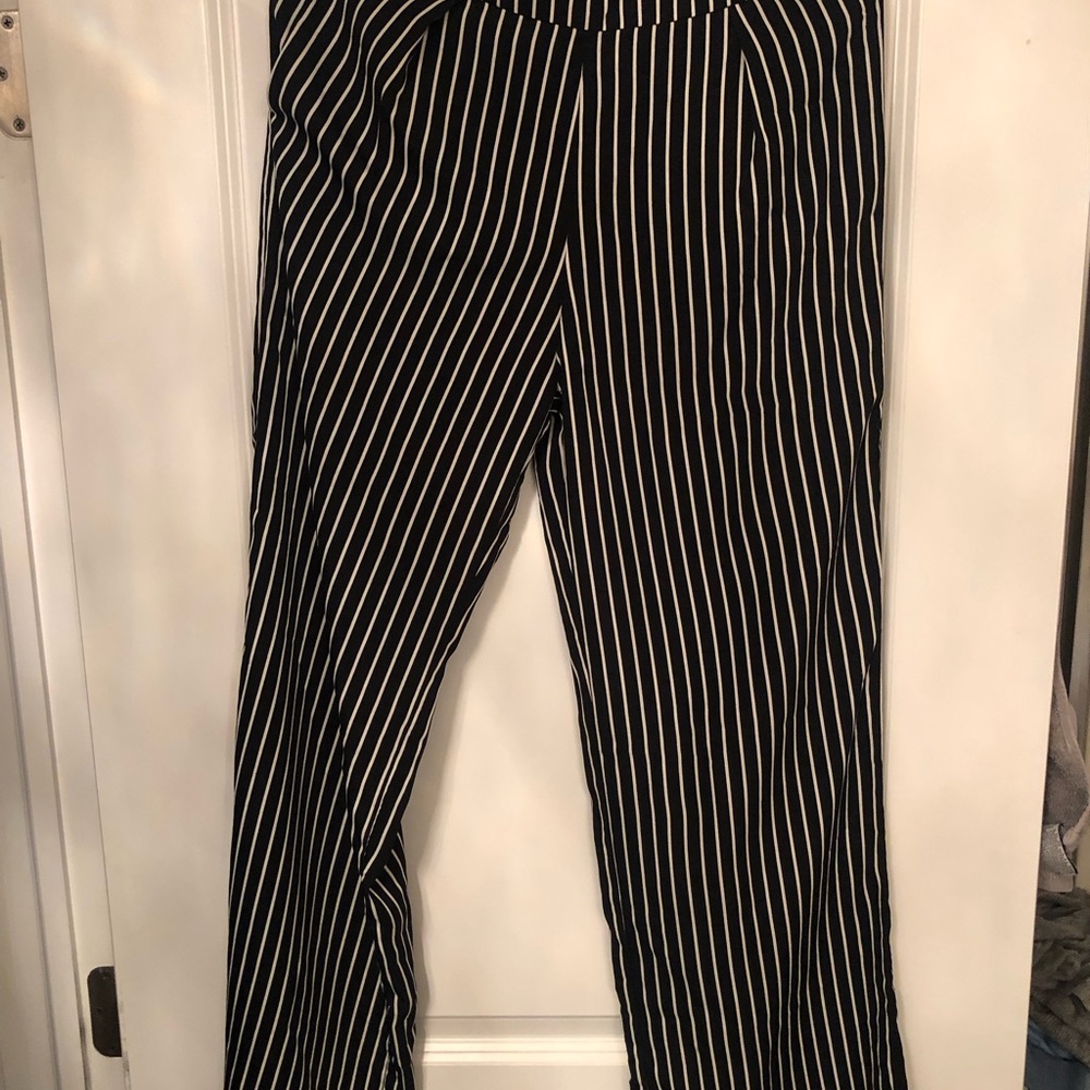 Women’s Black and White Striped Pants
